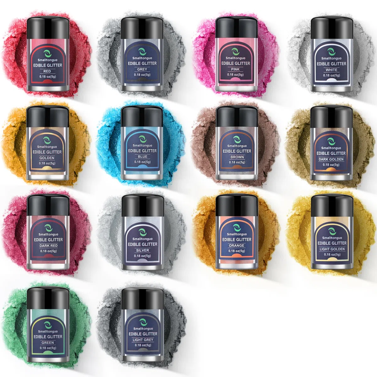 Smalltongue 14 Essbares Glitzer Set, Glitzer Essbar für Torte/Glitzer Essbar Getränke für Ostern, Weihnachten, Oktoberfest Party, Champagner, Cocktails. 5g/Dose