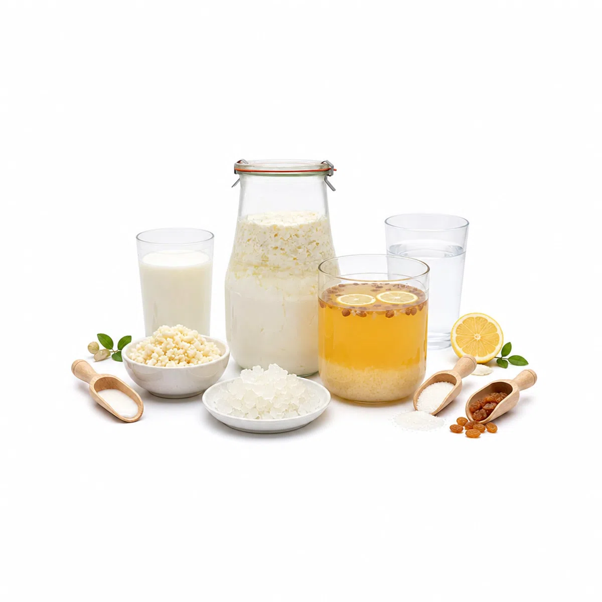 Kombipaket Japankristalle, Wasserkefir + Milchkefir, Tibetanische Kefirknollen