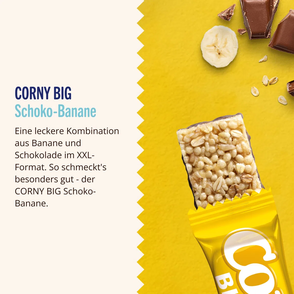Müsliriegel Corny BIG Schoko-Banane | Großer Riegel mit zarter Schokolade und fruchtiger Banane | Großpackung 24x50g