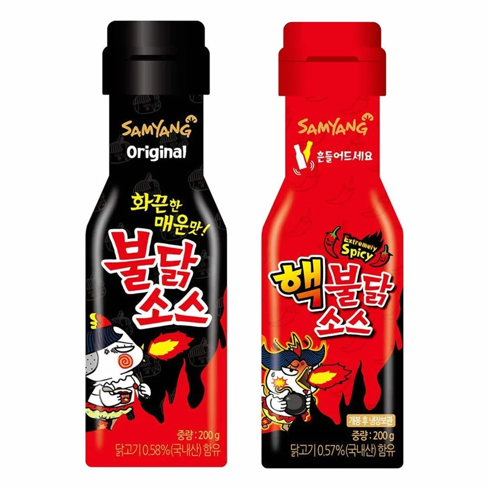 Amatec24 Samyang Sauce Set - Hot Sauce Spicy Chicken - Extrem scharfe Sauce - Korean Fire Noodle Challenge (2x 200g)