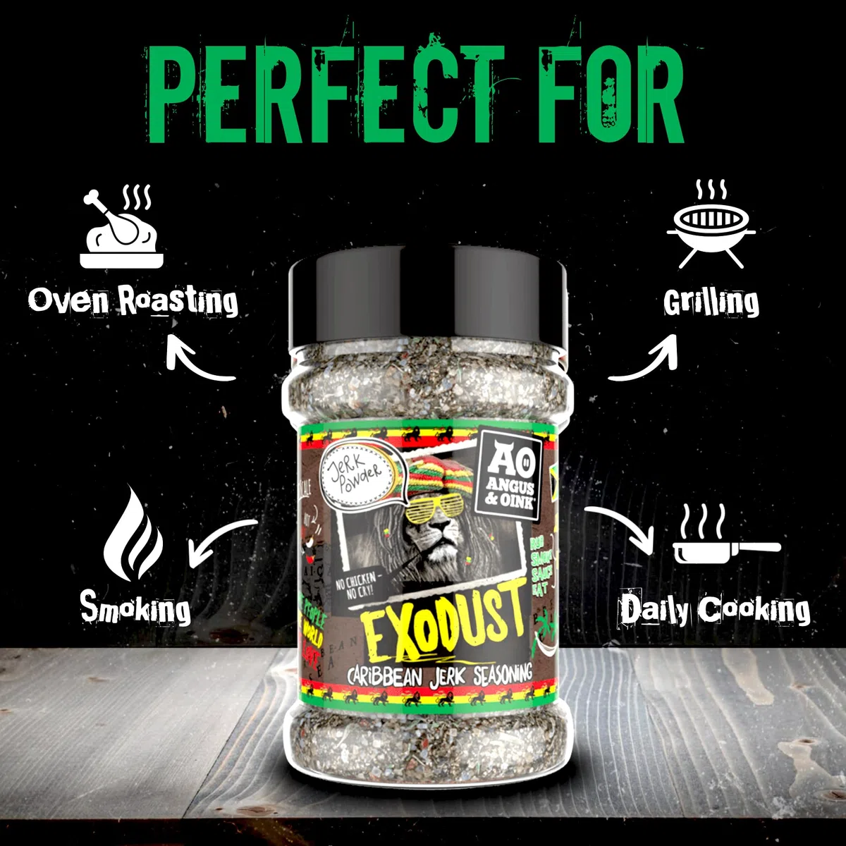 Angus & Oink Exodust Caribbean heißes Jerk -Gewürz | Perfekt für Ruck Chicken, Schweinefleisch, Fisch & mehr | Fruchtiges und würziges Salsa -Paarung | Glutenfrei, veganfreundlich | 230g