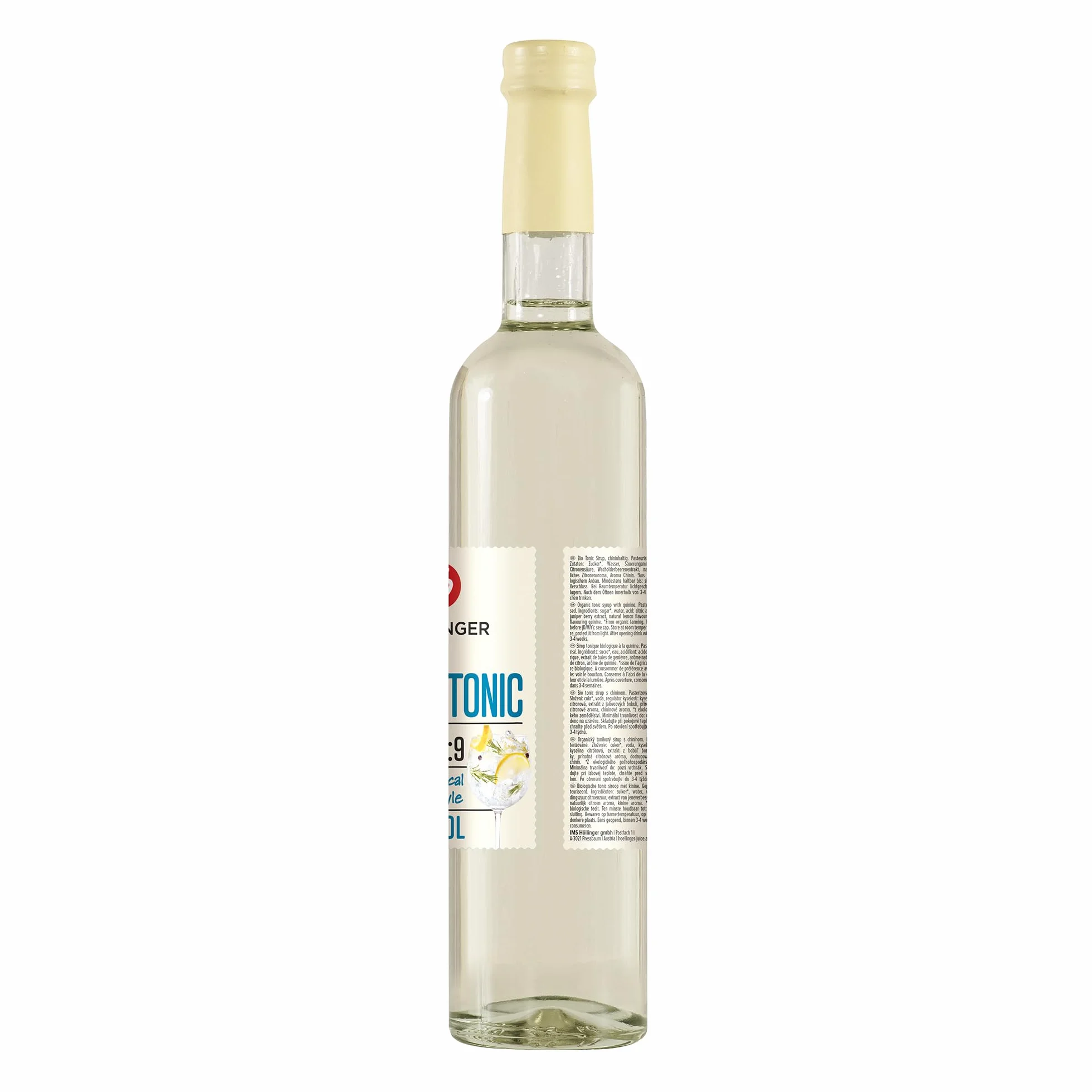 Höllinger Bio Cocktailsirup Virgin Tonic - Vegan, 3x500ml Glas Flasche - alkoholfreier Cocktail