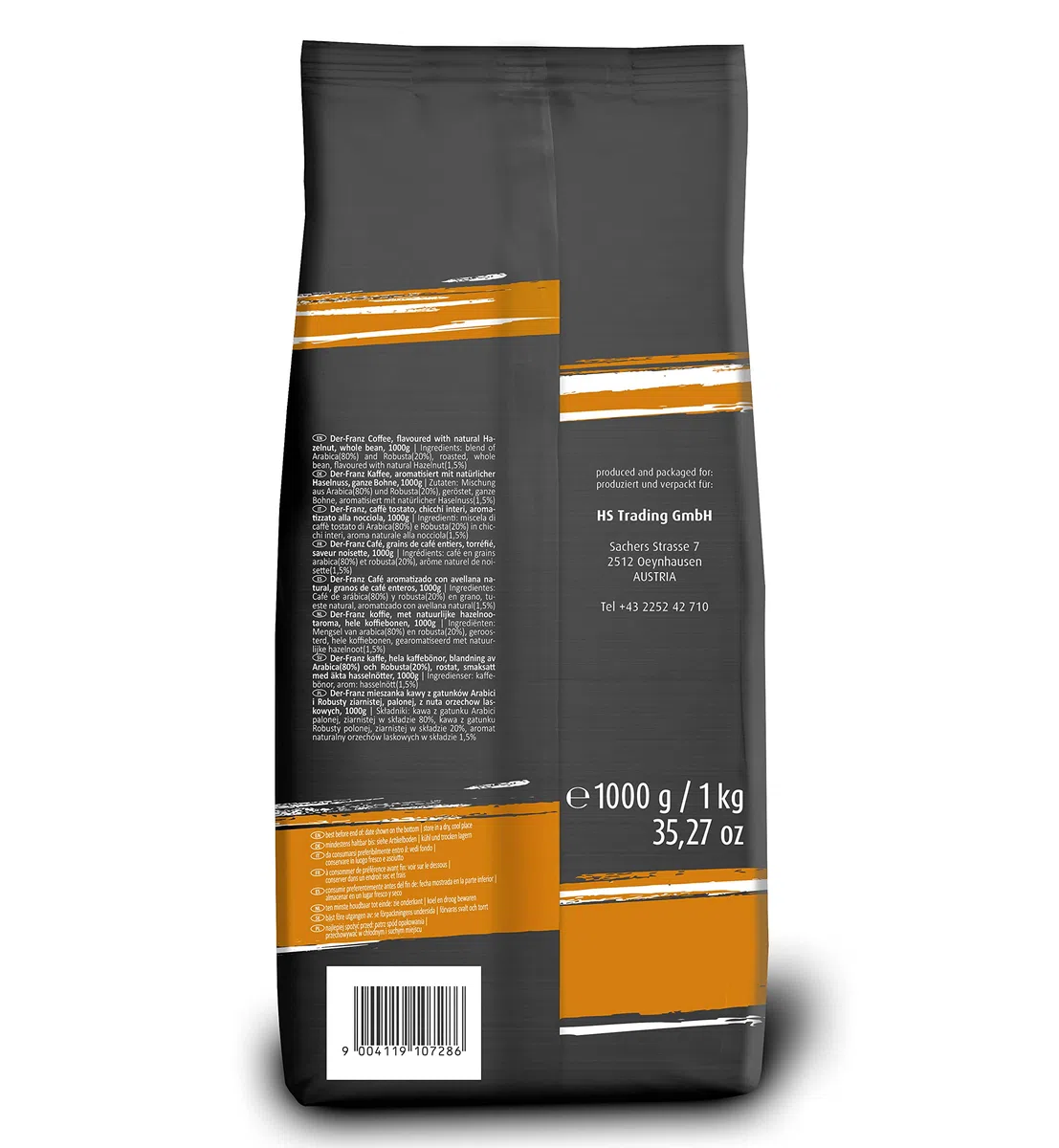Der-Franz Kaffee, aromatisiert mit Haselnuss, Arabica und Robusta Kaffeebohnen, 1000 g