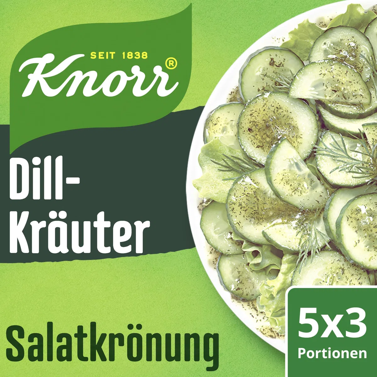 Knorr Salatkrönung Dill-Kräuter für ein leckeres Salatdressing mit natürlichen Zutaten* 5 x 3 Portionen 15 Stück