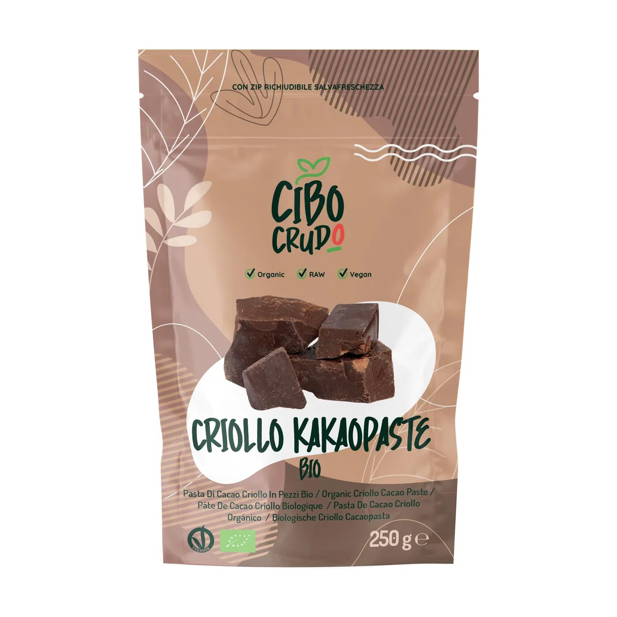 Kakaomasse Bio Roh - 250g. Criollo Kakao Bio zur Herstellung von Rohkakaomasse 100% Natürlich und Rein. Kakaopaste von Peru. Enthält Antioxidantien und Mineralien für Süßigkeiten Kekse und Kuchen.