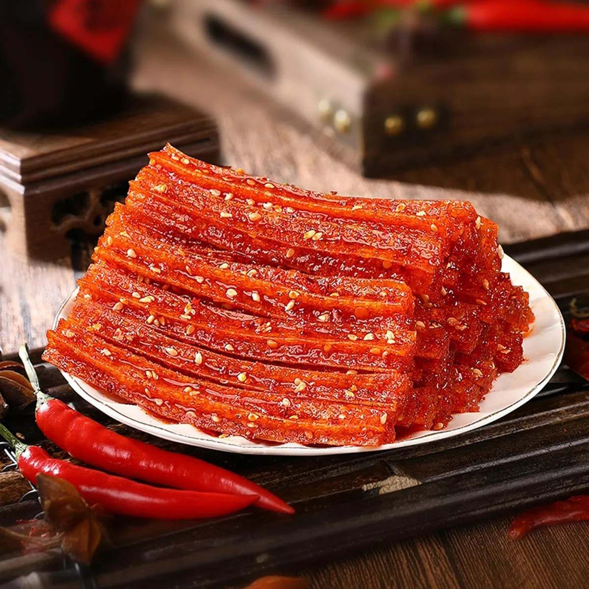 Latiao,Chinesische Snacks,Wurzig Gewurzte Snacks, 70g wurzige Streifen,Lassiger Snack,Duftendes scharf, Individuelles Paket (6 Packungen)