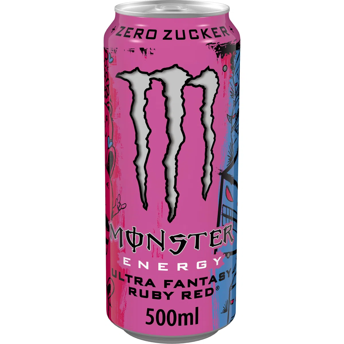 Monster Energy Ultra Fantasy Ruby Red - koffeinhaltiger Energy-Drink mit erfrischend-leichtem Grapefruit-Geschmack - ohne Zucker und ohne Kalorien - in praktischen Einweg Dosen (12 x 500 ml)