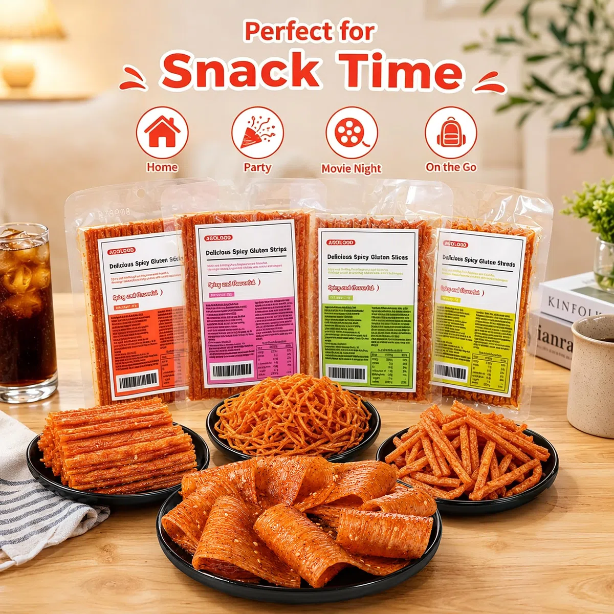 Latiao,Chinesische Snacks,Wurzig Gewurzte Snacks, 70g wurzige Streifen,Lassiger Snack,Duftendes scharf, Individuelles Paket (6 Packungen)