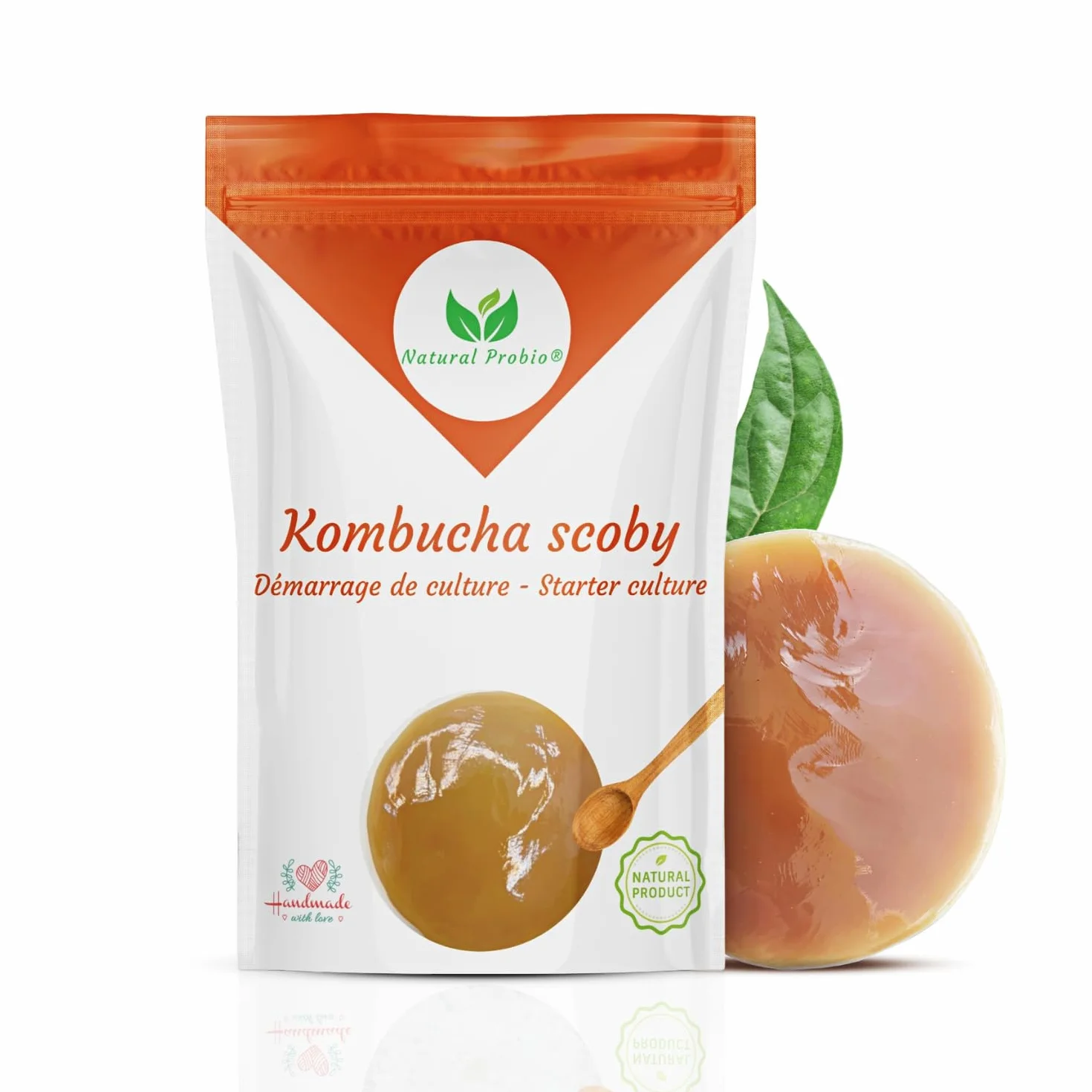 Natural Probio® Original Kombucha Scoby - Culture Starter Kit - Authentic Strain Kombucha Mother + Vollständige Anleitung, Rezept und Tipps + Kostenloser Zugang zum E-Book