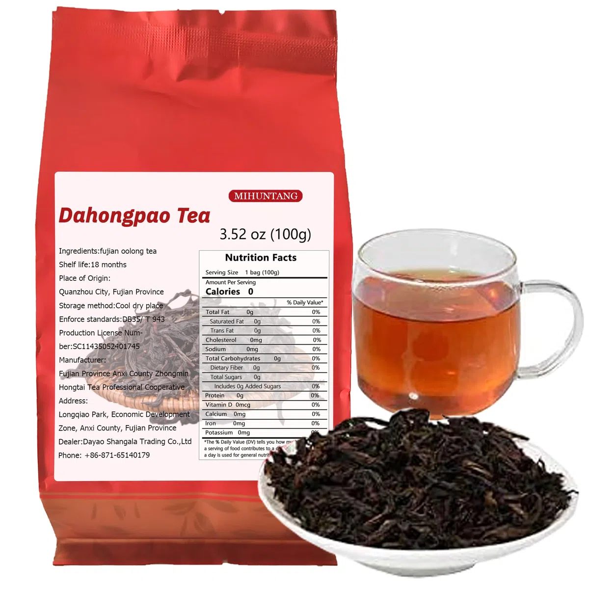 Da Hong Pao Gerösteter Oolong Tee mit losen Blättern 100g Fujian Wuyi Da Hong Pao Dahongpao Big Red Robe Rock Loose Leaf Oolong Tee