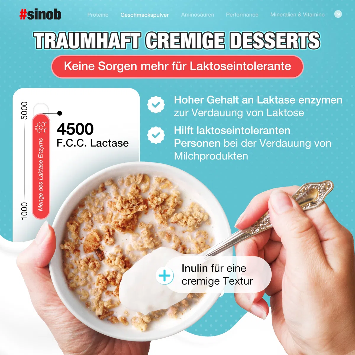 Flasty Geschmackspulver Zimt Cereal & Chunks 250g | Nie wieder langweiliger Quark – über 25 Sorten bei nur 7–9 kcal pro Portion