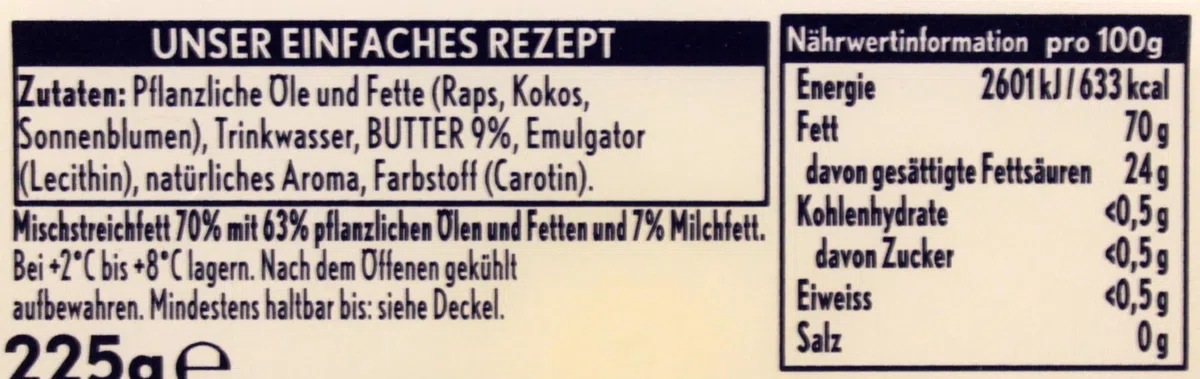Rama Margarine mit Butter ungesalzen, 8er Pack (8 x 225g)