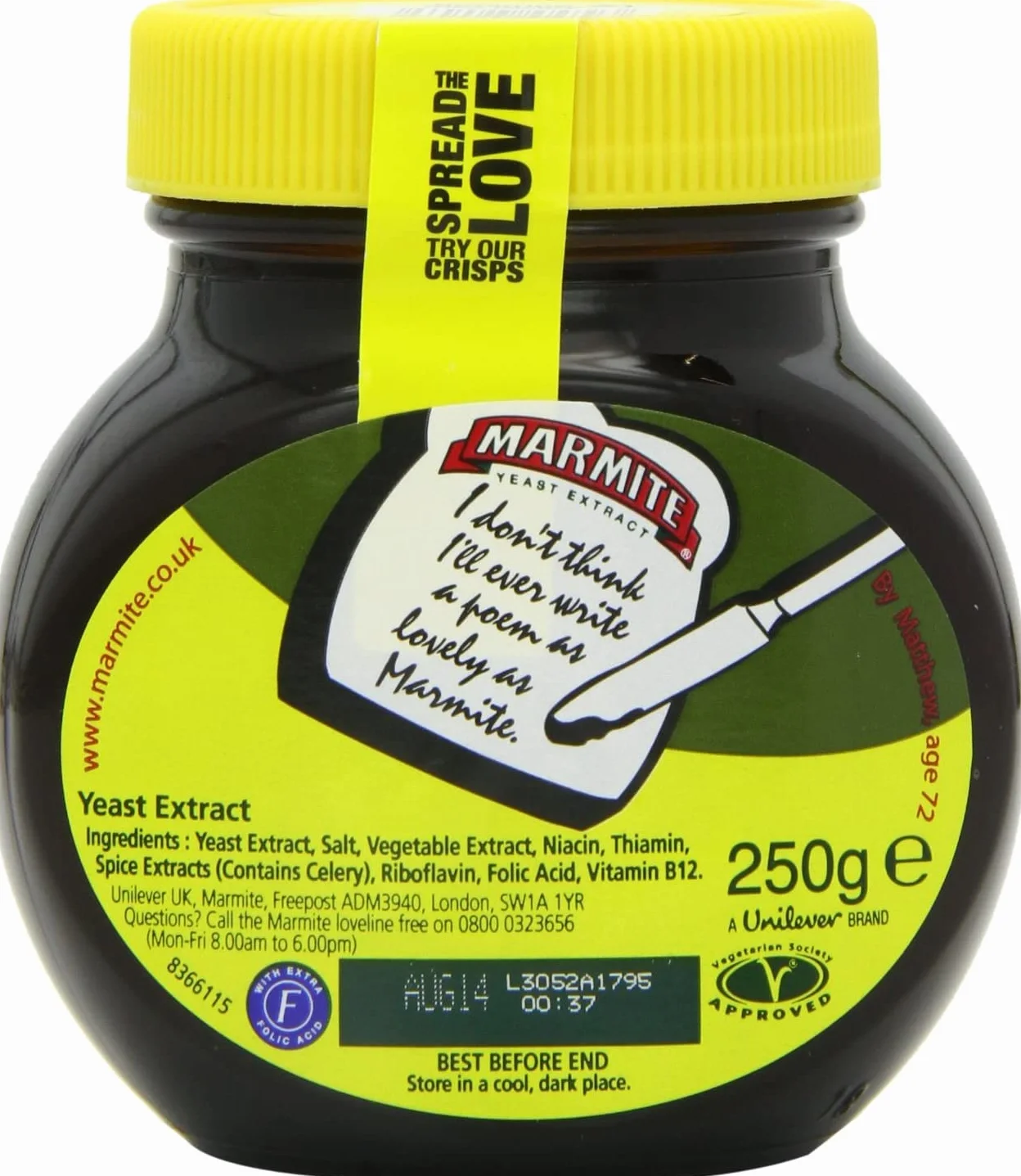 Marmite Yeast Extract 2x 250g (500g) - Würzpaste, Hefeextrakt, Aufstrich, 1774