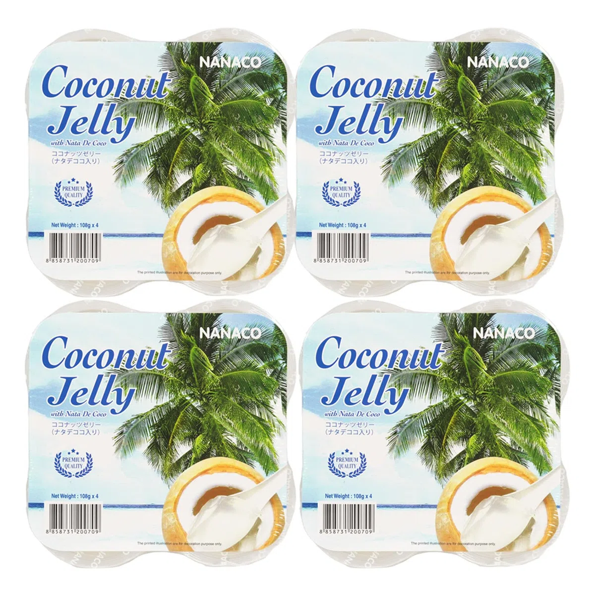 4er Pack (4x432g) Nanaco Coconut Jelly mit Nata de Coco