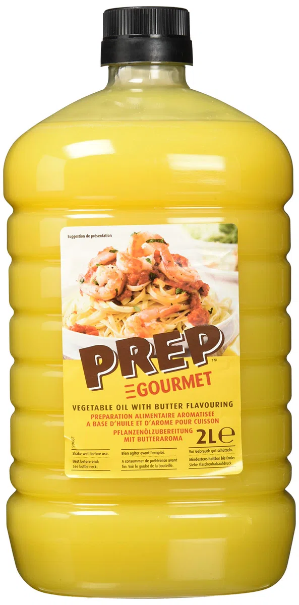 PREP GOURMET 2 Liter PET salzfrei - Pflanzenöl mit naturidentischem Buttergeschmack Combidämpfer geeignet zum Braten & Backen Cholesterinfrei Laktosefrei Butteraroma