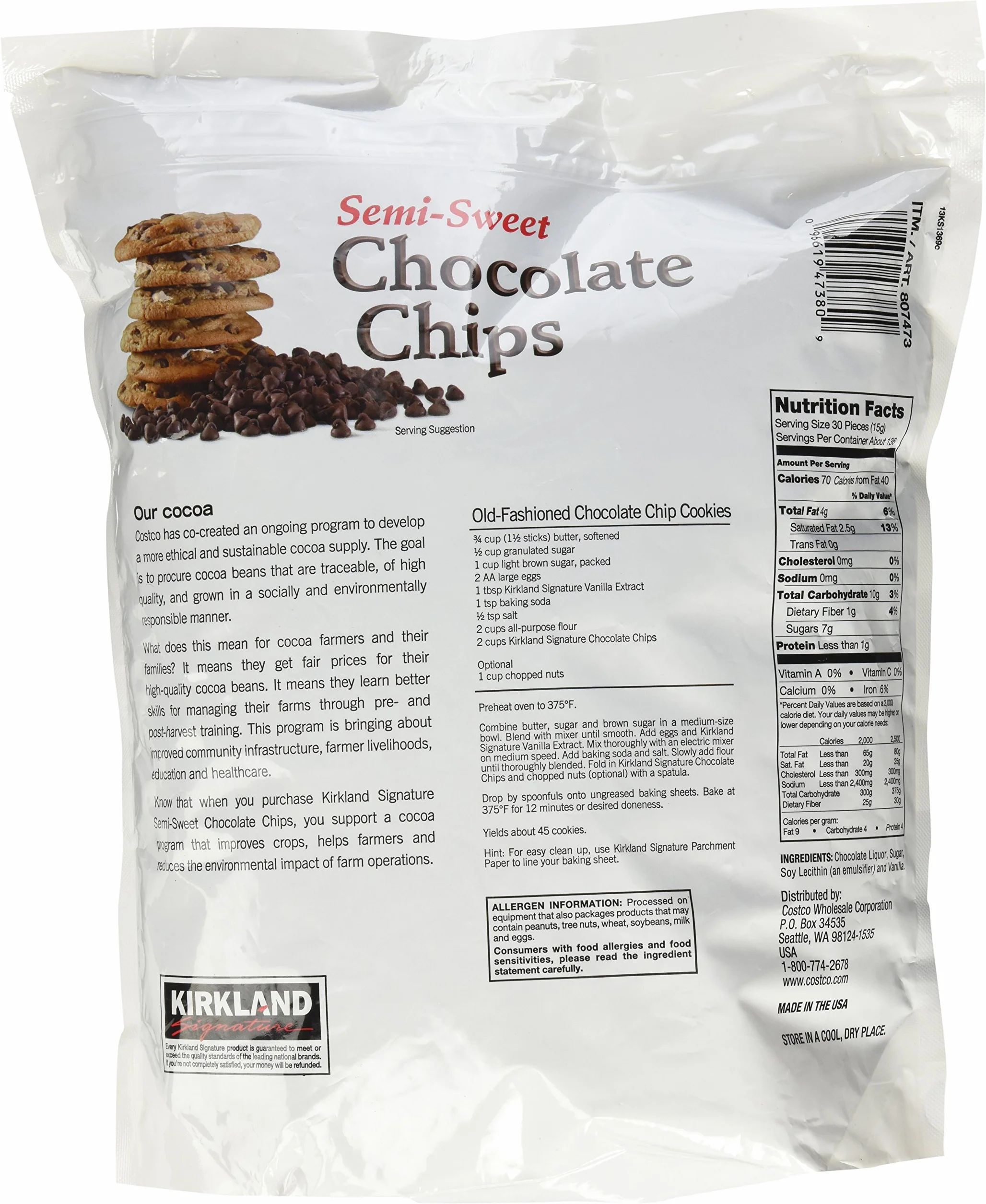 Kirkland Schokoladenst?ckchen halbs?? 2.04kg Kakao 51% realistisch Vanillegeschmack