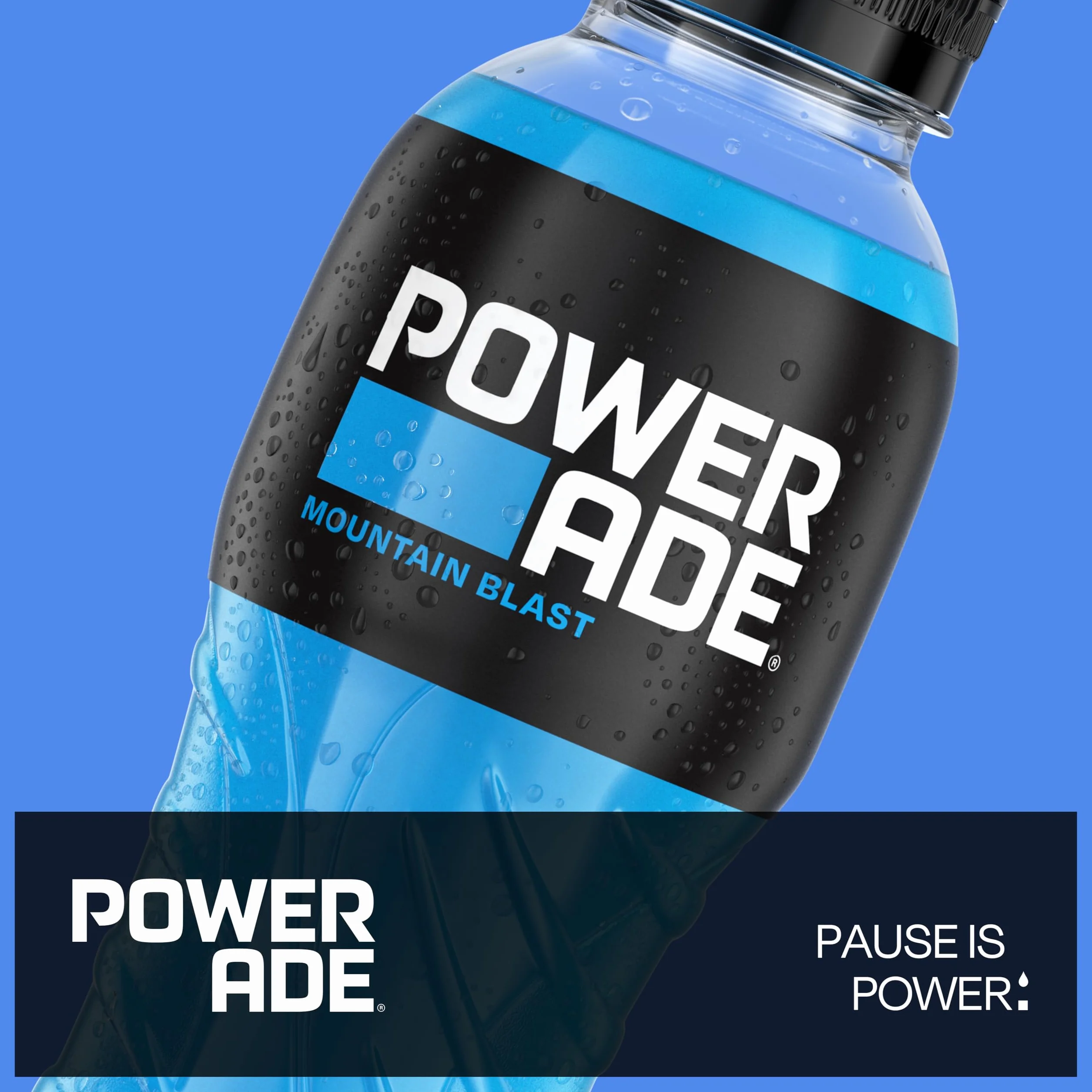 Powerade Sports Mountain Blast, kalorienarmes Sportgetränk mit Fruchtmix-Geschmack, mit Elektrolyten, Sport Drink in stylischen Einweg Flaschen (12 x 500 ml)