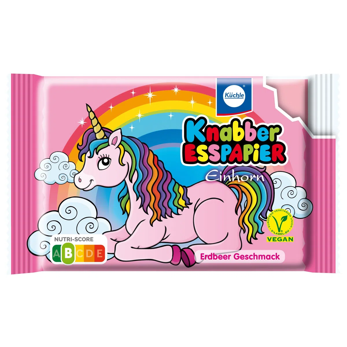 Küchle Knabber-Esspapier Einhorn-Edition 25g im 25er Vorratspack | Buntes Esspapier im Einhorn Traum | Knabber Spaß für Einhorn Fans | Kinder-Oblaten | Vegan | 25 x 25g