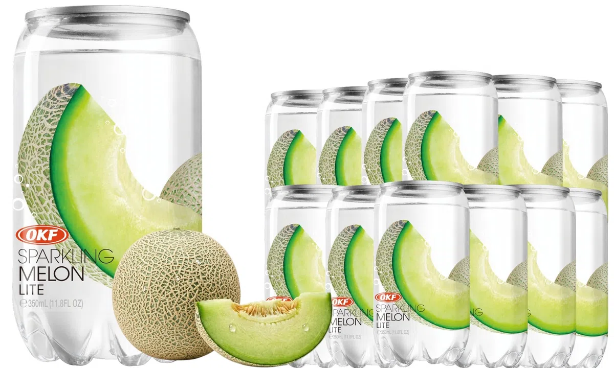 OKF Sparkling Melon LITE Soft Drink | Sugar Free & Low Calorie | Sparkling Soft Drink | 350 ml | (350 ml 12)