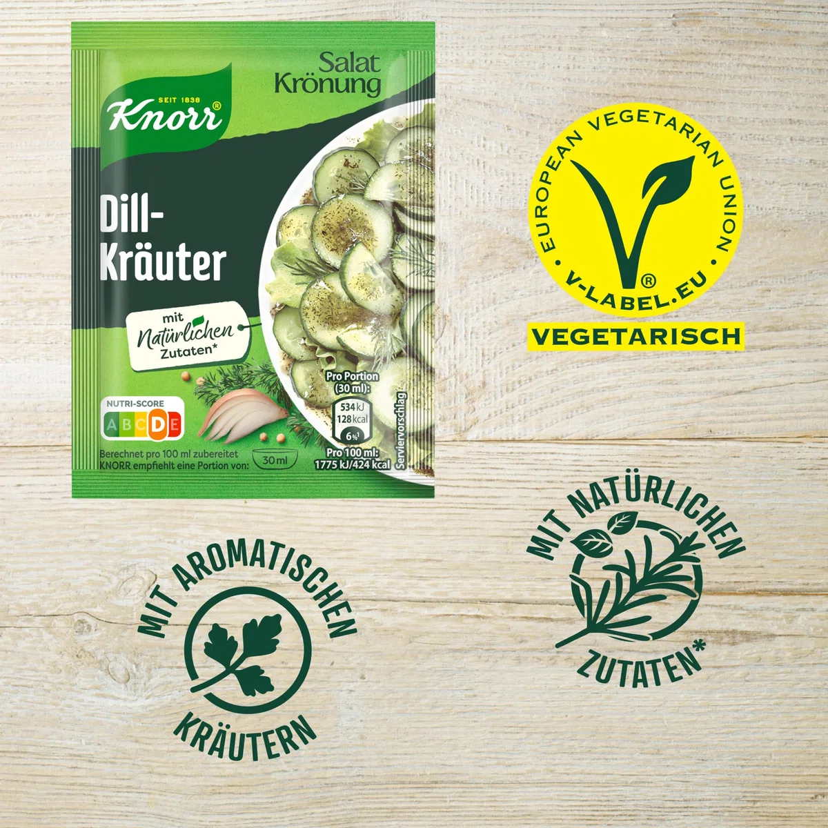 Knorr Salatkrönung Dill-Kräuter für ein leckeres Salatdressing mit natürlichen Zutaten* 5 x 3 Portionen 15 Stück