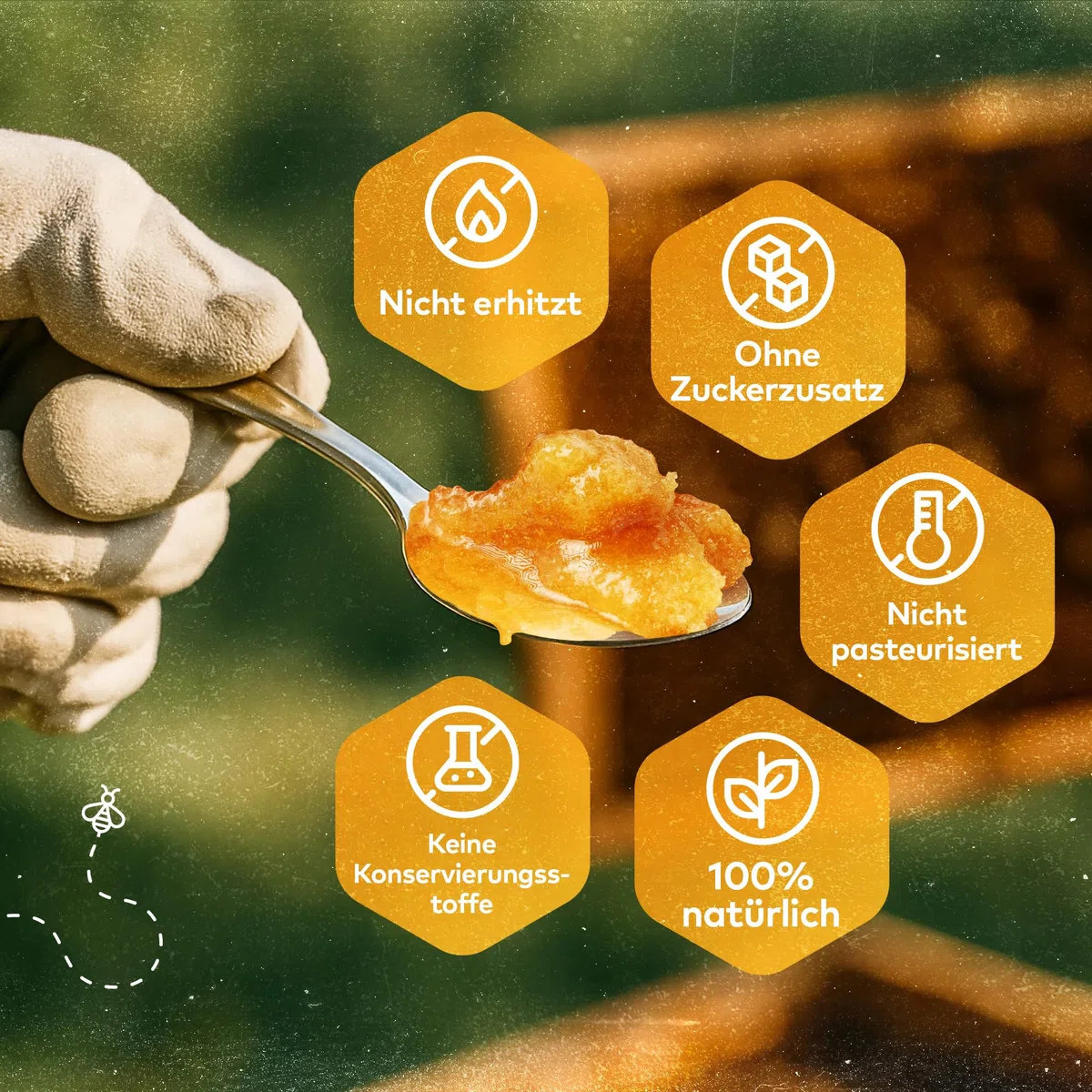 Q Honey Roher Wildblütenhonig 1kg, Imkerhonig aus Litauen, Platin 2026 | Naturbelassener Honig ohne Zusätze, ungefiltert - London Honey Award Platin 2026, ideal für Frühstück, Tee & Brot