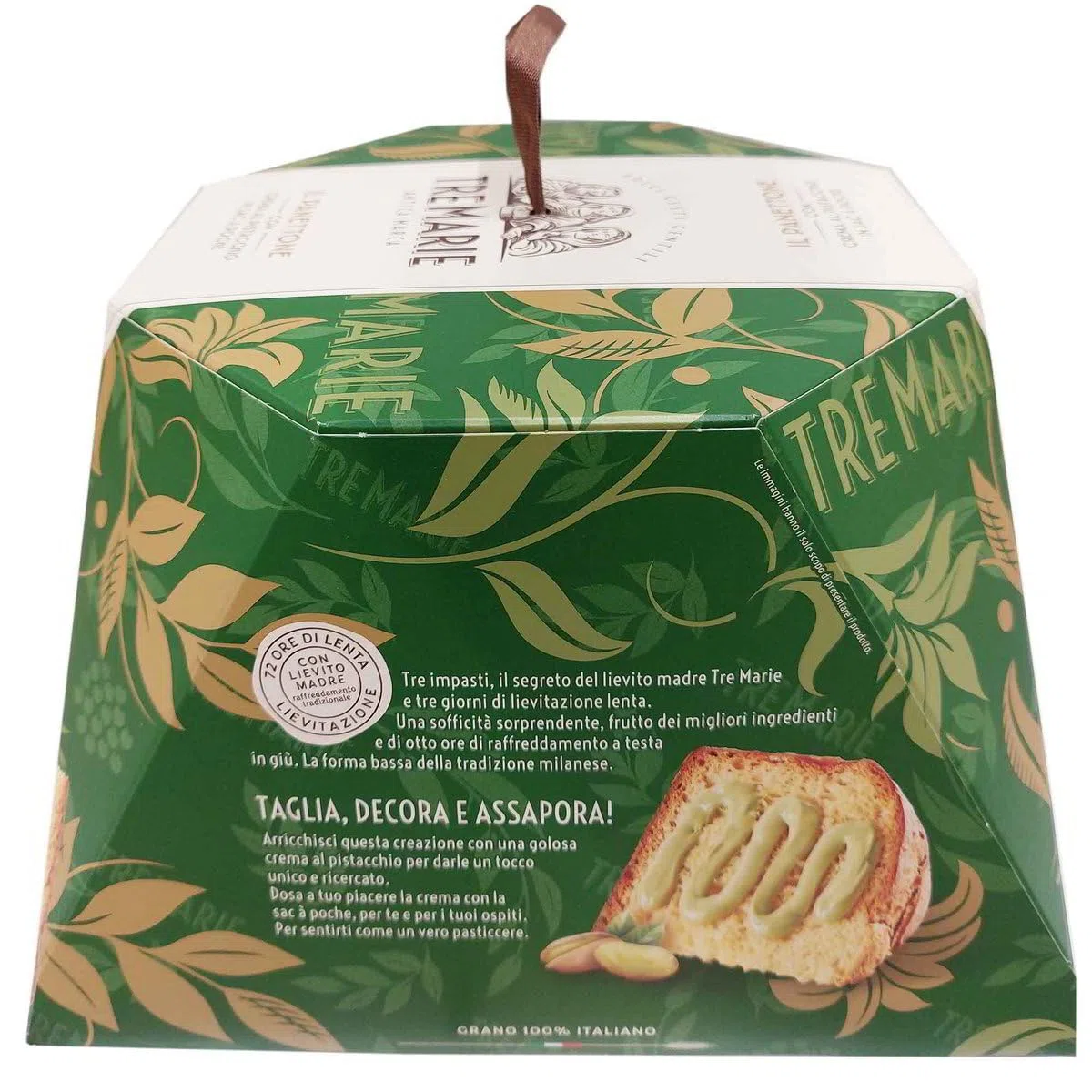 Tre Marie Panettone Pistaziencreme 950 g italienischer Weihnachtskuchen mit Beutel zum Aufspritzen (sac à poche) – weich & duftend, Mailänder Tradition Geschenkverpackung + Italian Gourmet polpa 400g