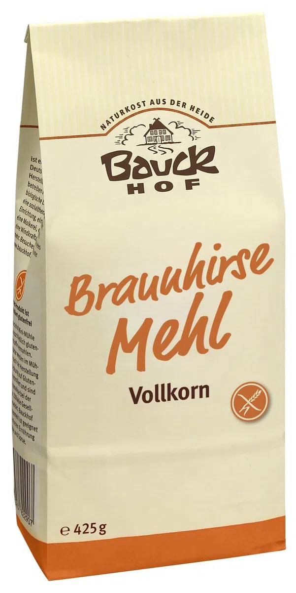 Bauckhof Braunhirsemehl Vollkorn glutenfrei, 4er Pack (4 x 425 g) - Bio