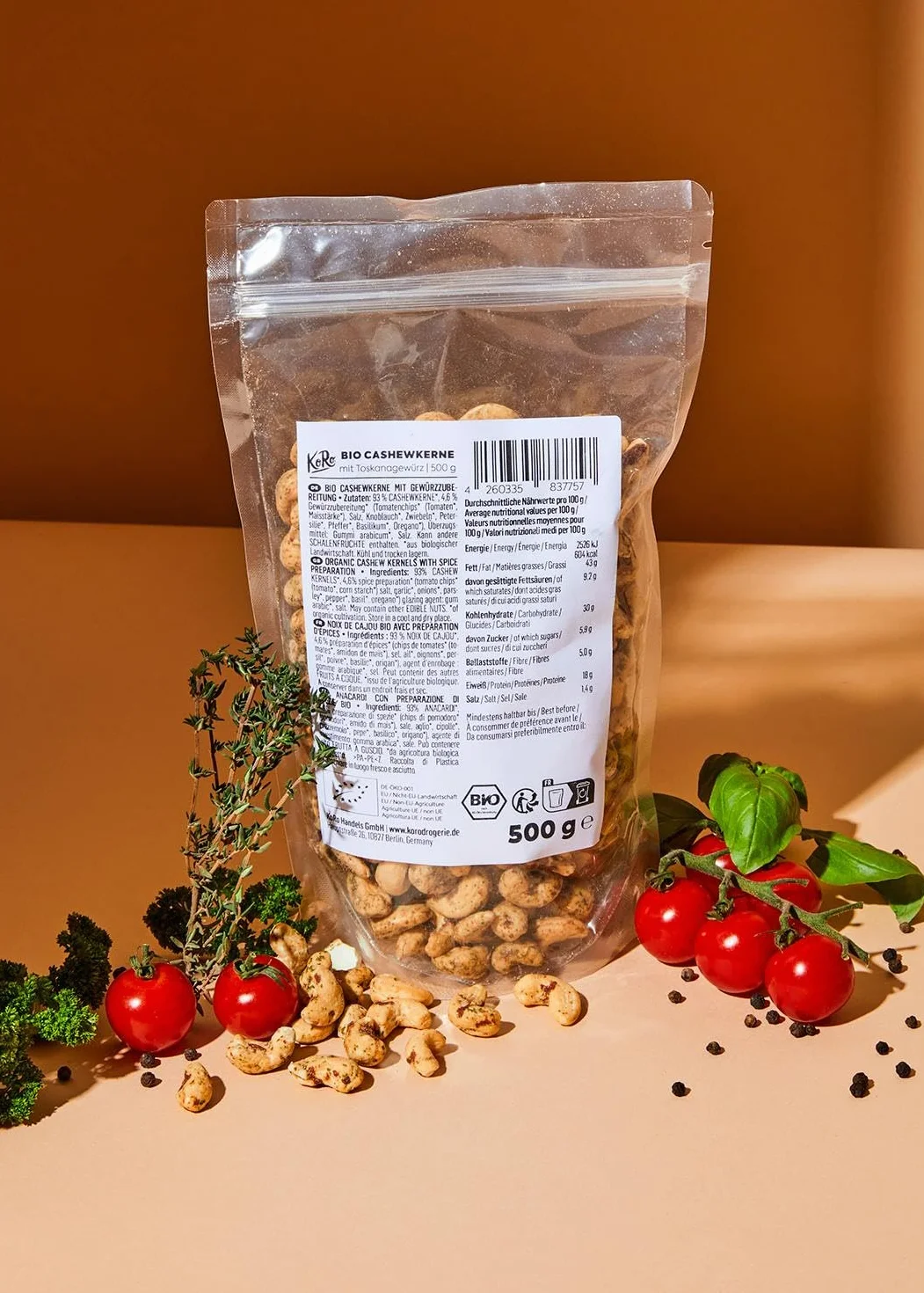 KoRo - Bio Cashewkerne mit Toskanagewürz 500 g