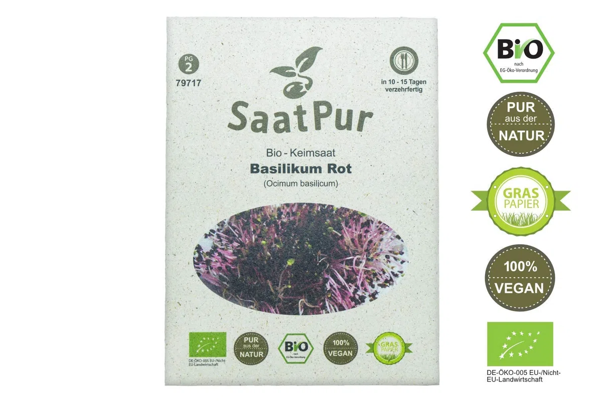 SaatPur BIO Keimsprossen Sortiment 4 Sorten Superfood Mix Mischung - Brokkoletti Alfalfa Grünkohl Basilikum