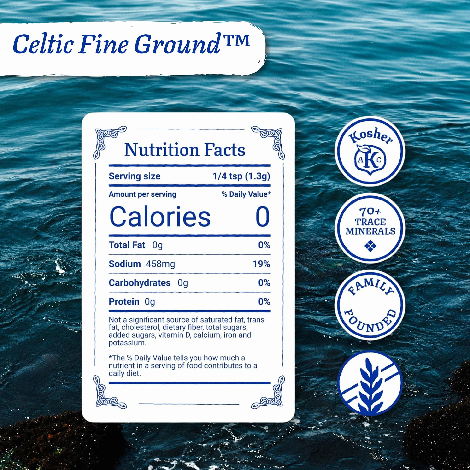 Celtic Sea Salt Sealable Bag, ideal zum Kochen und Backen, Beizen oder Finishing, glutenfrei, koscher 1 lb. (2 Stück) Feiner Boden