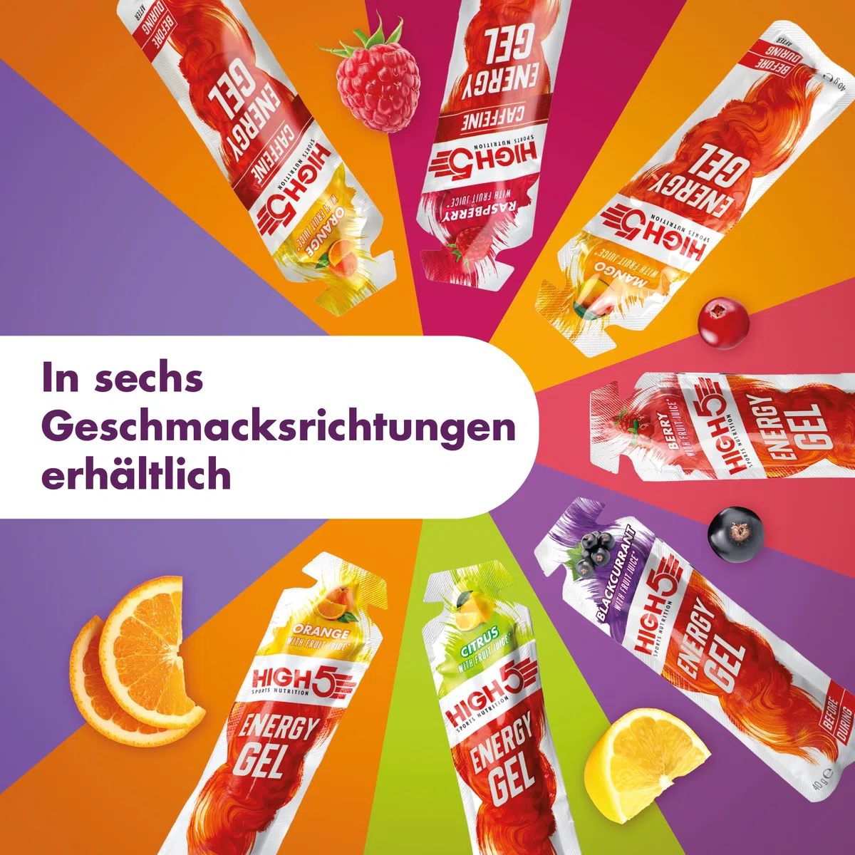 HIGH5 Energy Gel, Energie-Gel im schnell zu öffnenden Portionsbeutel, mit natürlichem Fruchtsaft | (Schwarze Johannisbeere, 20 x 40g)
