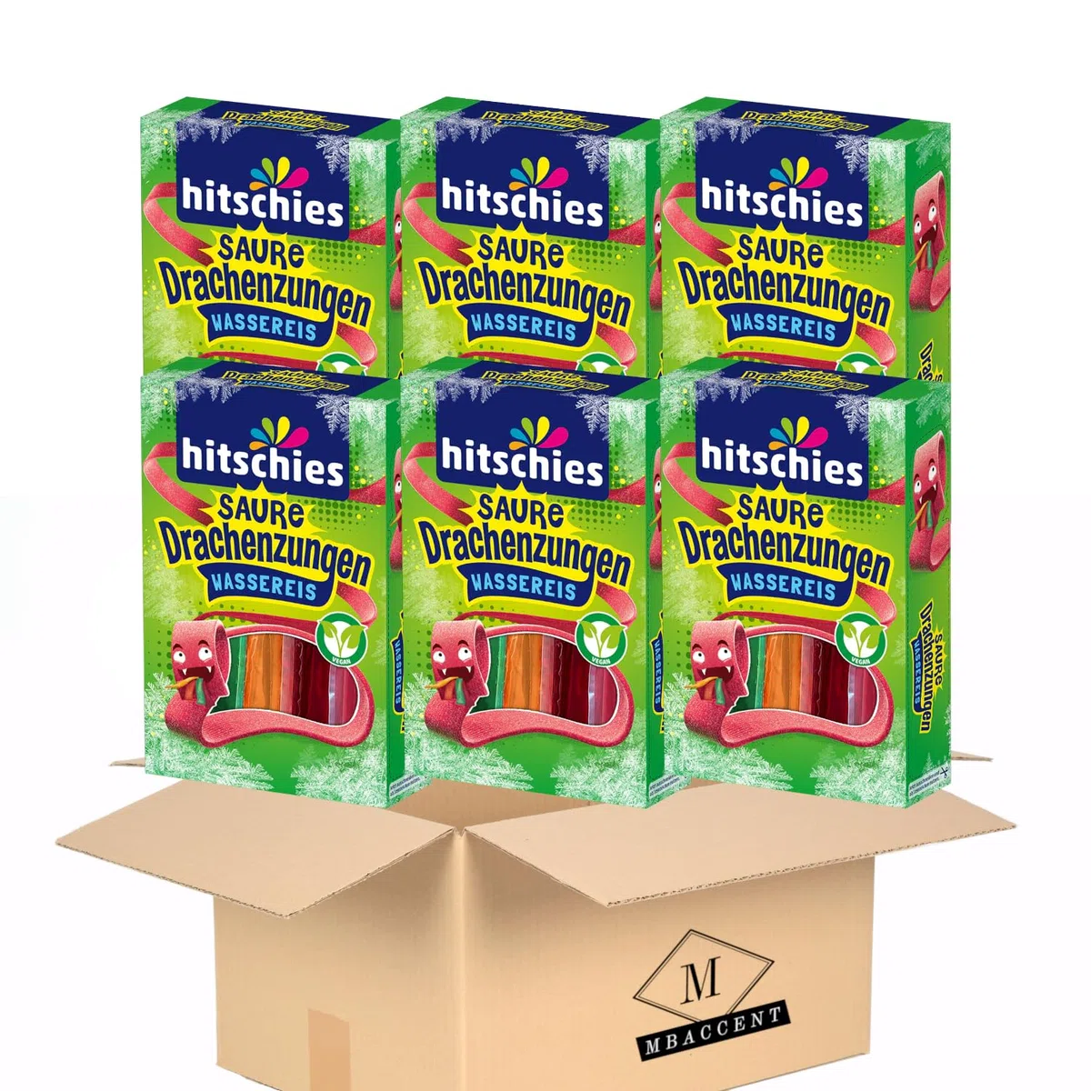 6x Hitschies Saure Drachenzungen Wassereis Set Hitschler 6x400ml (2400ml) by MBaccent + MBAccent Sticker