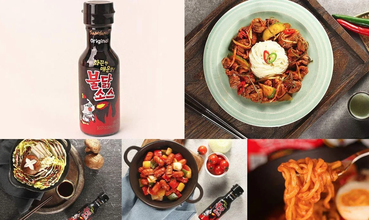 Amatec24 Samyang Sauce Set - Hot Sauce Spicy Chicken - Extrem scharfe Sauce - Korean Fire Noodle Challenge (2x 200g)