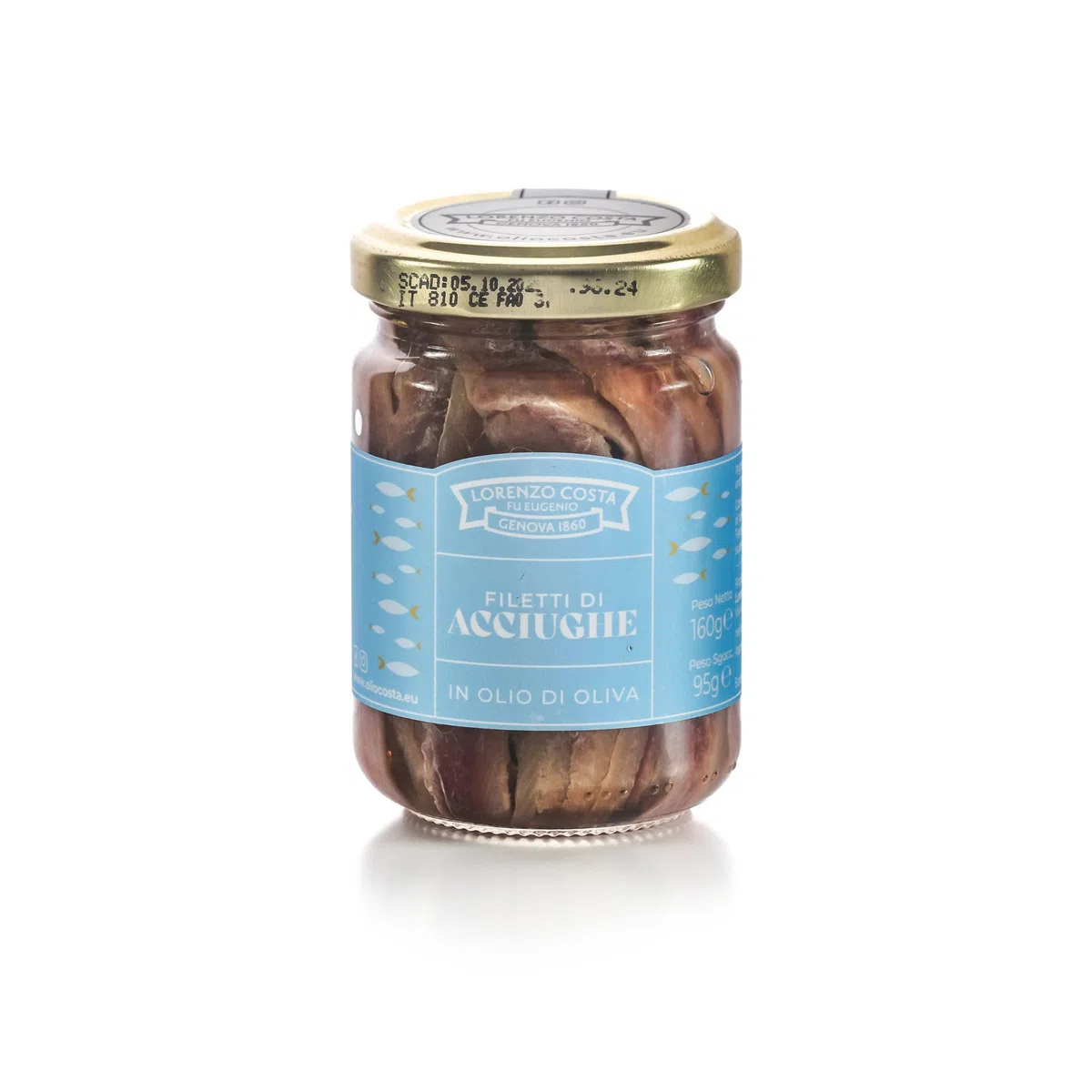 Lorenzo Costa fu Eugenio Sardellenfilets in Olivenöl | 160g | Premium Sardellen aus Italien | Handfiletiert & Fleischige Textur | Ideal für Pasta, Pizza & Tapas