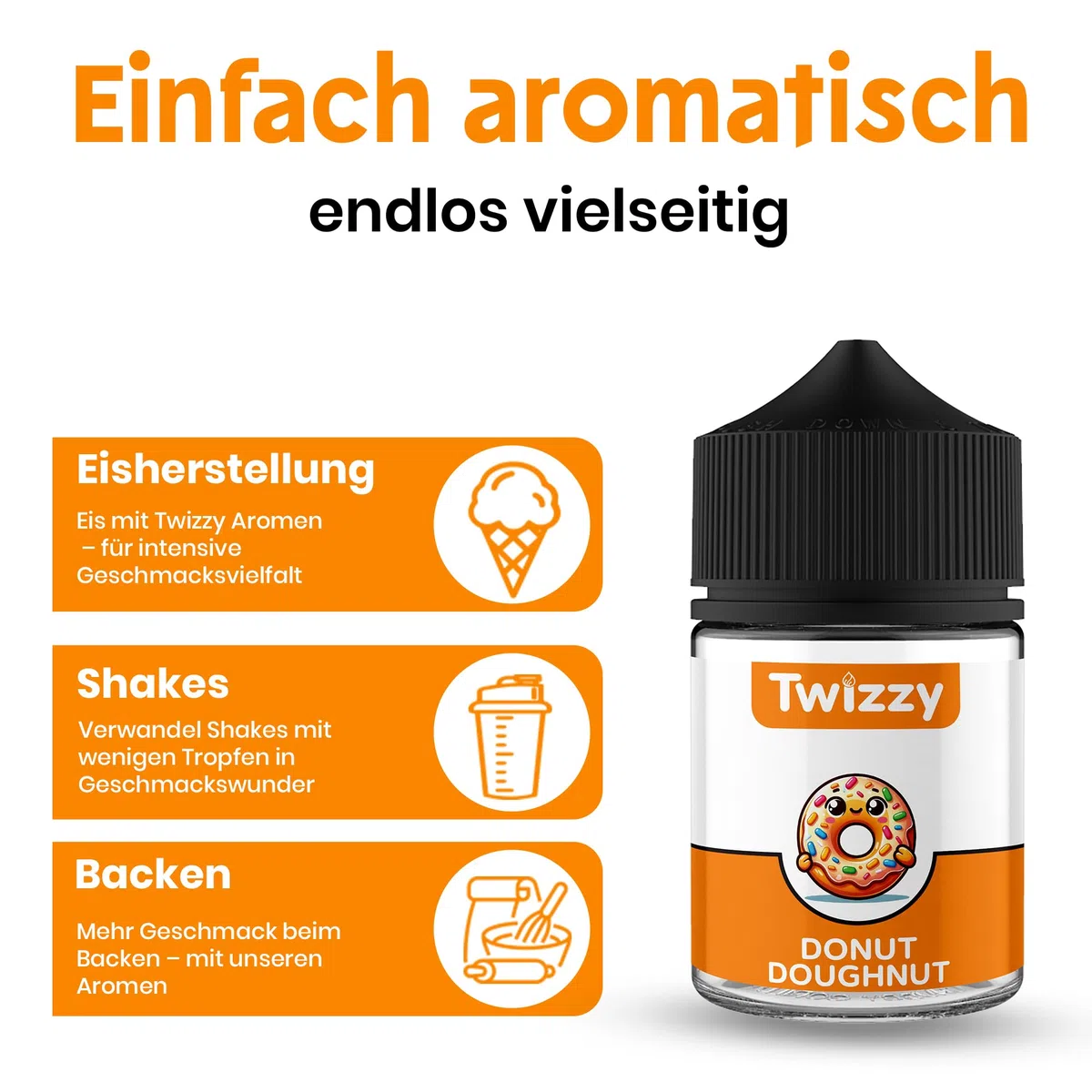 Twizzy Donut Lebensmittelaroma 60ml - Konzentrat für Backen, Desserts & Getränke
