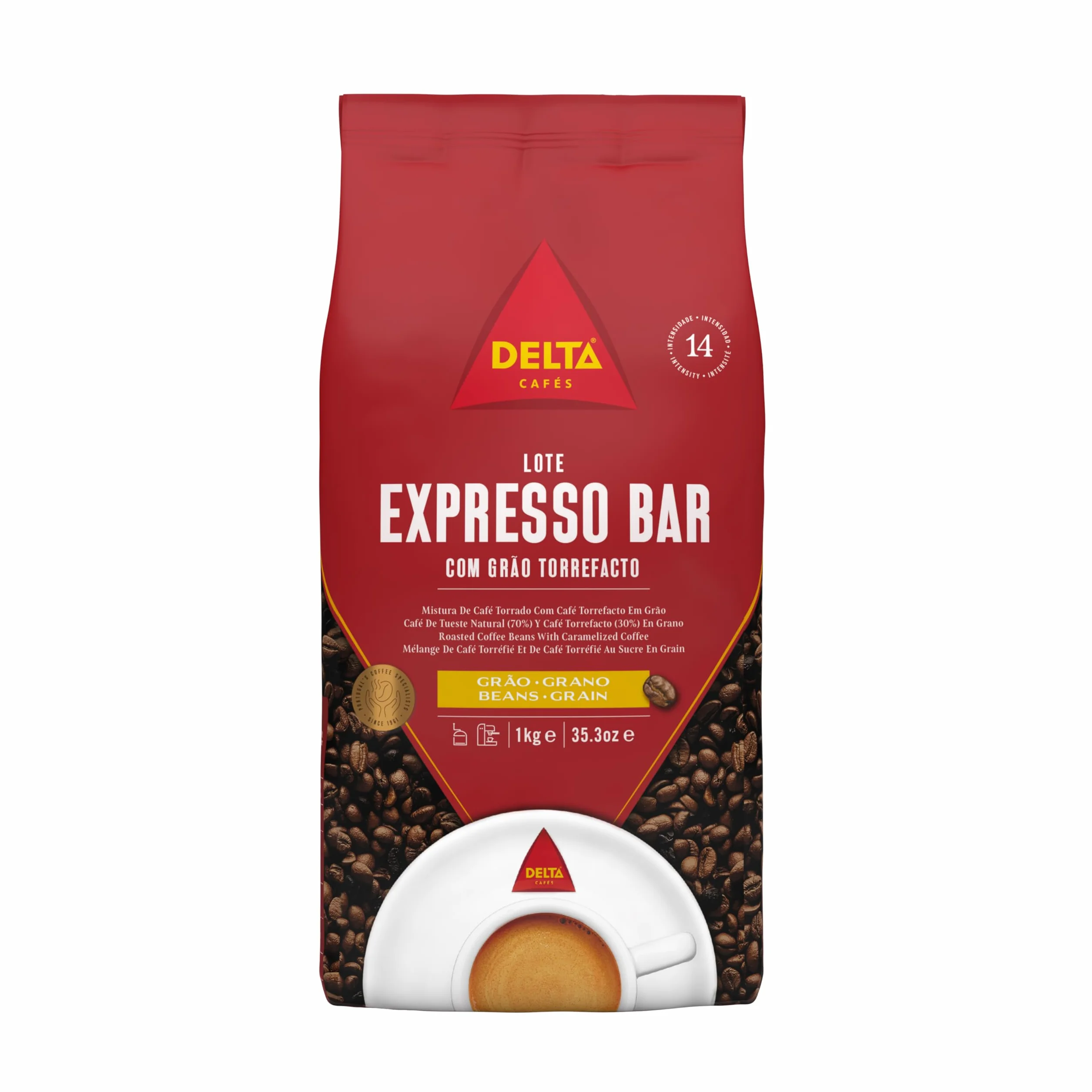 Röstkaffee mit glasierten Bohnen, ganze Bohne - Café Delta Expresso Bar 70/30
