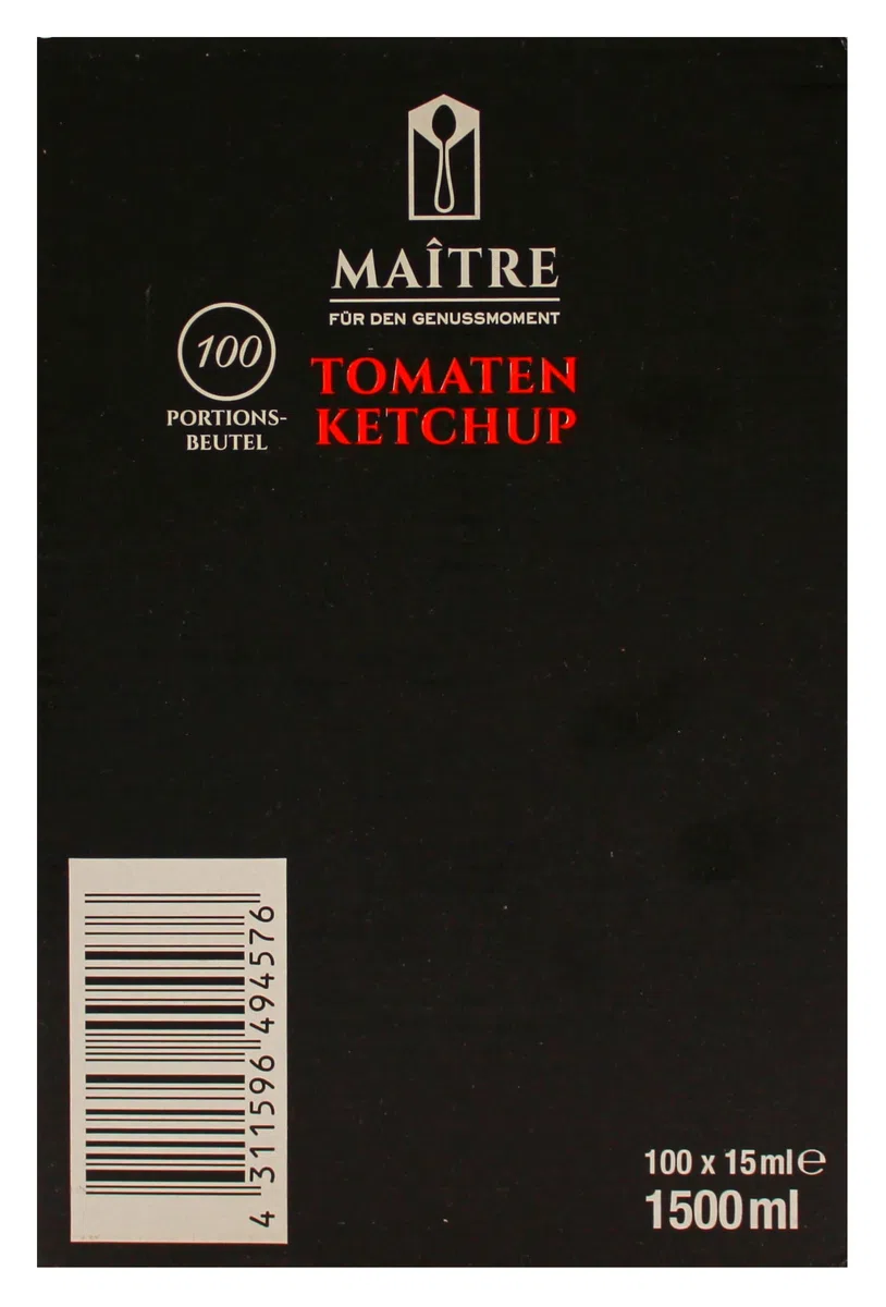 Maitre Maître Tomaten Ketchup Portionsbeutel, 100er Pack (100 x 15ml)