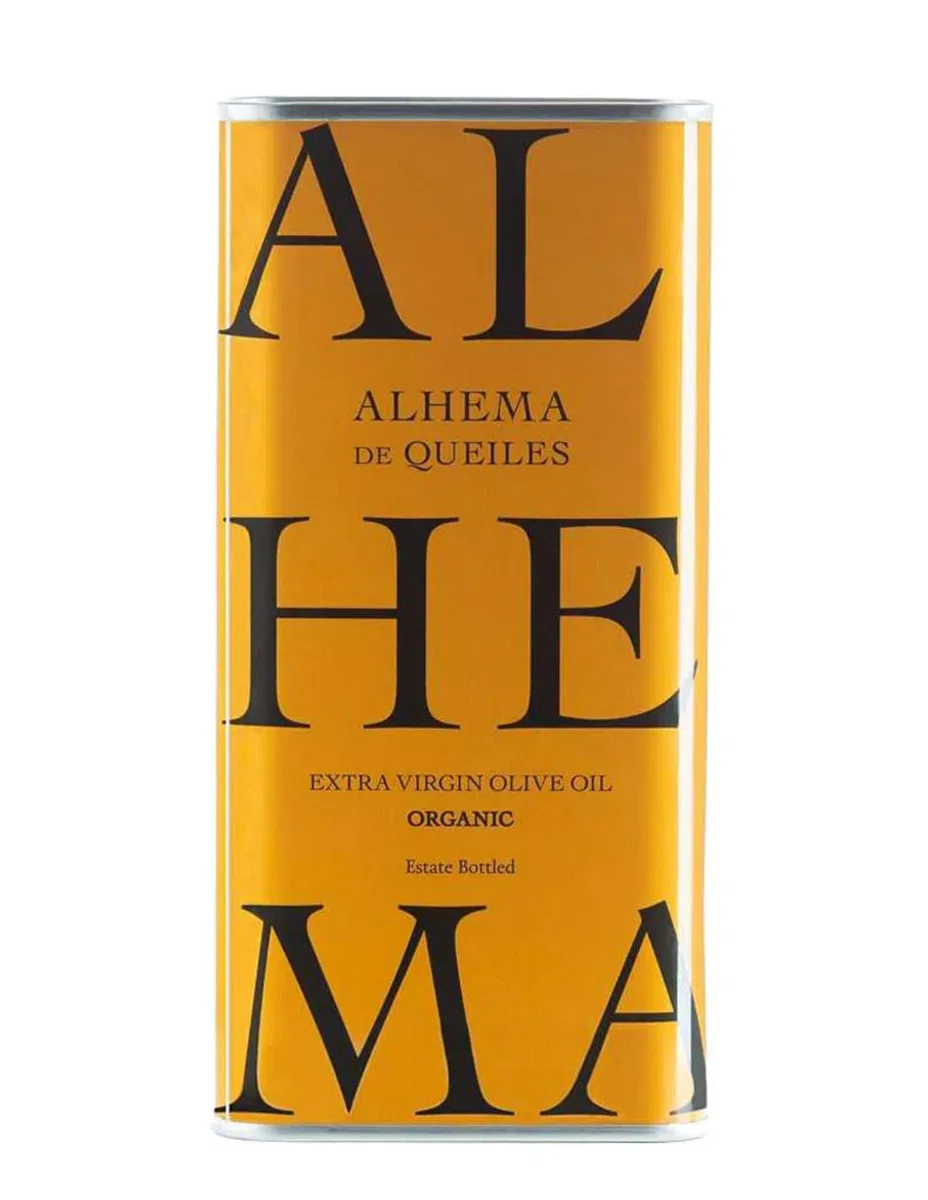 Alhema de Queiles | Aceite de Oliva Virgen Extra Ecológico Variedades Arbequina y Arroniz - lata 500 ml