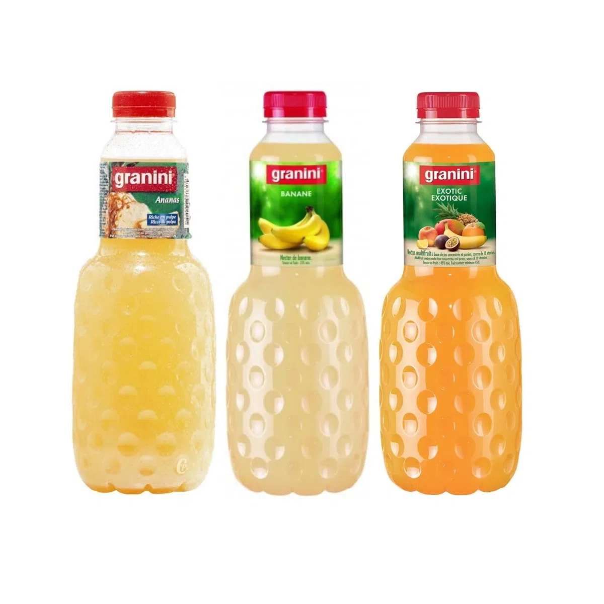 Granini Set: Ananas Nektar - Banane Nektar - Exotischer Nektar - 3x1L