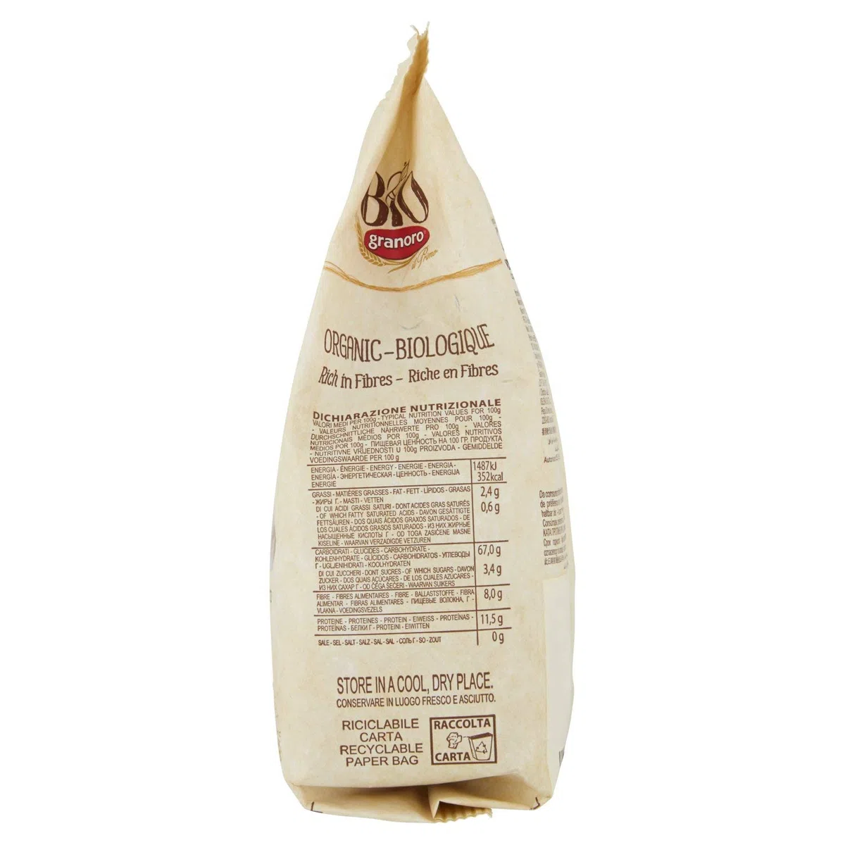 Bio granoro Integral gestreifte Fingern, 500g (Packung mit 4)