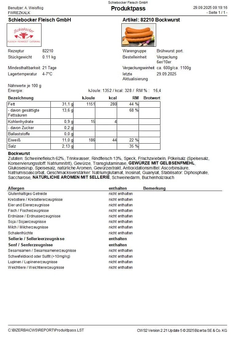 Bockwurst frisch | traditionelles Würstchen geräuchert | Bockwürste im Naturdarm | Curry-Wurst Premium-Qualität 10 x 110g