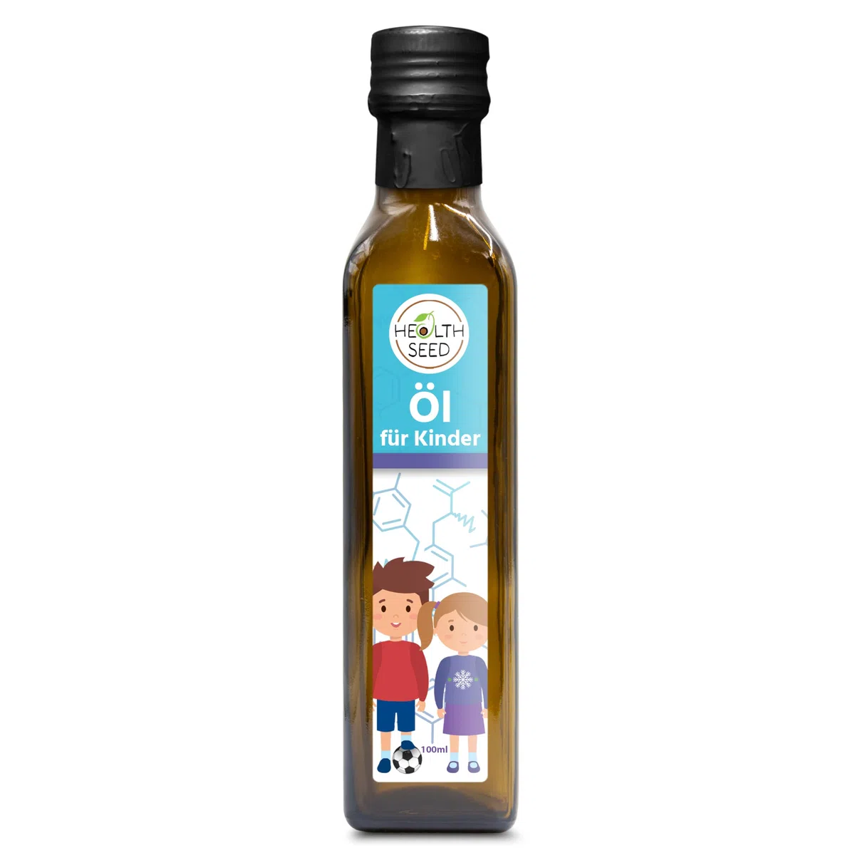 Health Seed® Öl für Kinder - Leinöl Schwarzkümmelöl Kürbiskernöl Nachtkerzenöl - 100% Rein Ungefiltert Kaltgepresst Glasflasche - 100 ml