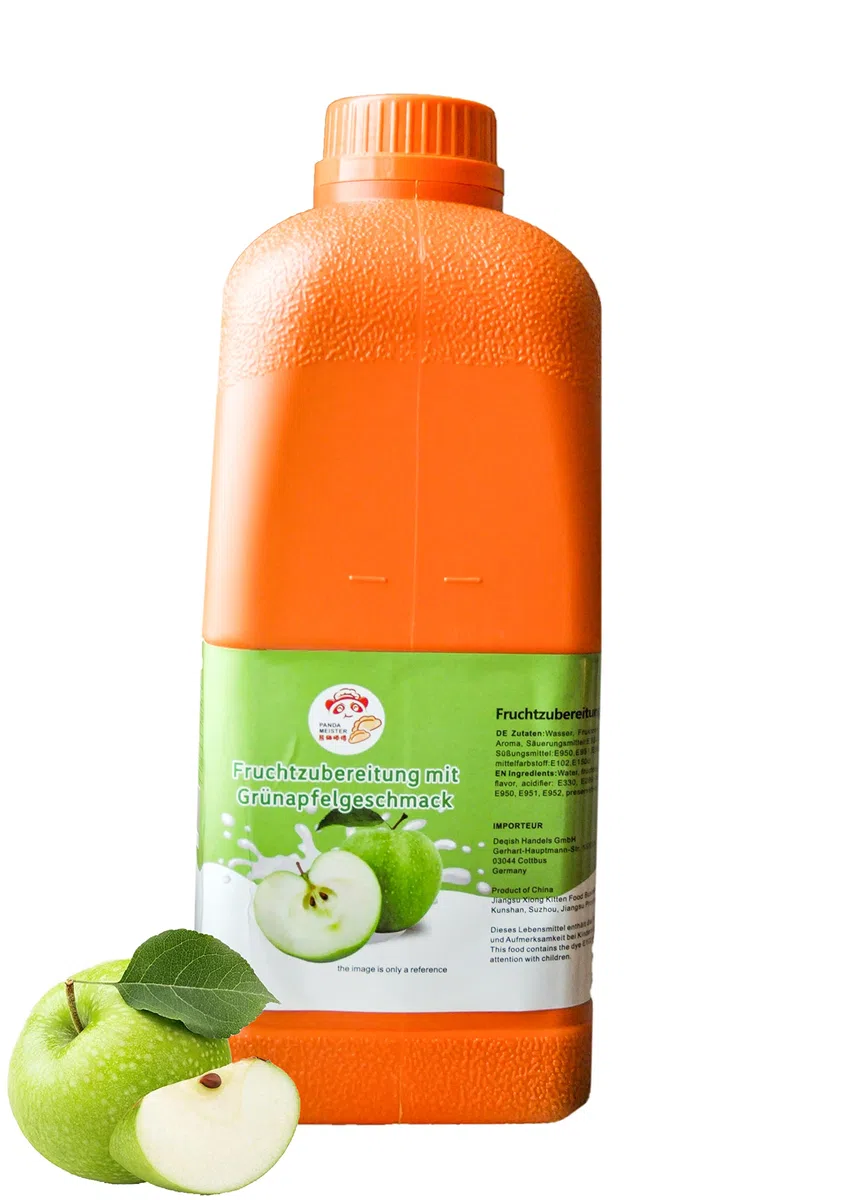 Fruchtsirup für Bubble Tee 2,5kg Apfel Konzentrat Sirup Bubble Tea Set Lassi, Smoothie, Slush Getränkesirup - 100% Vegan Glutenfrei Alkoholfrei
