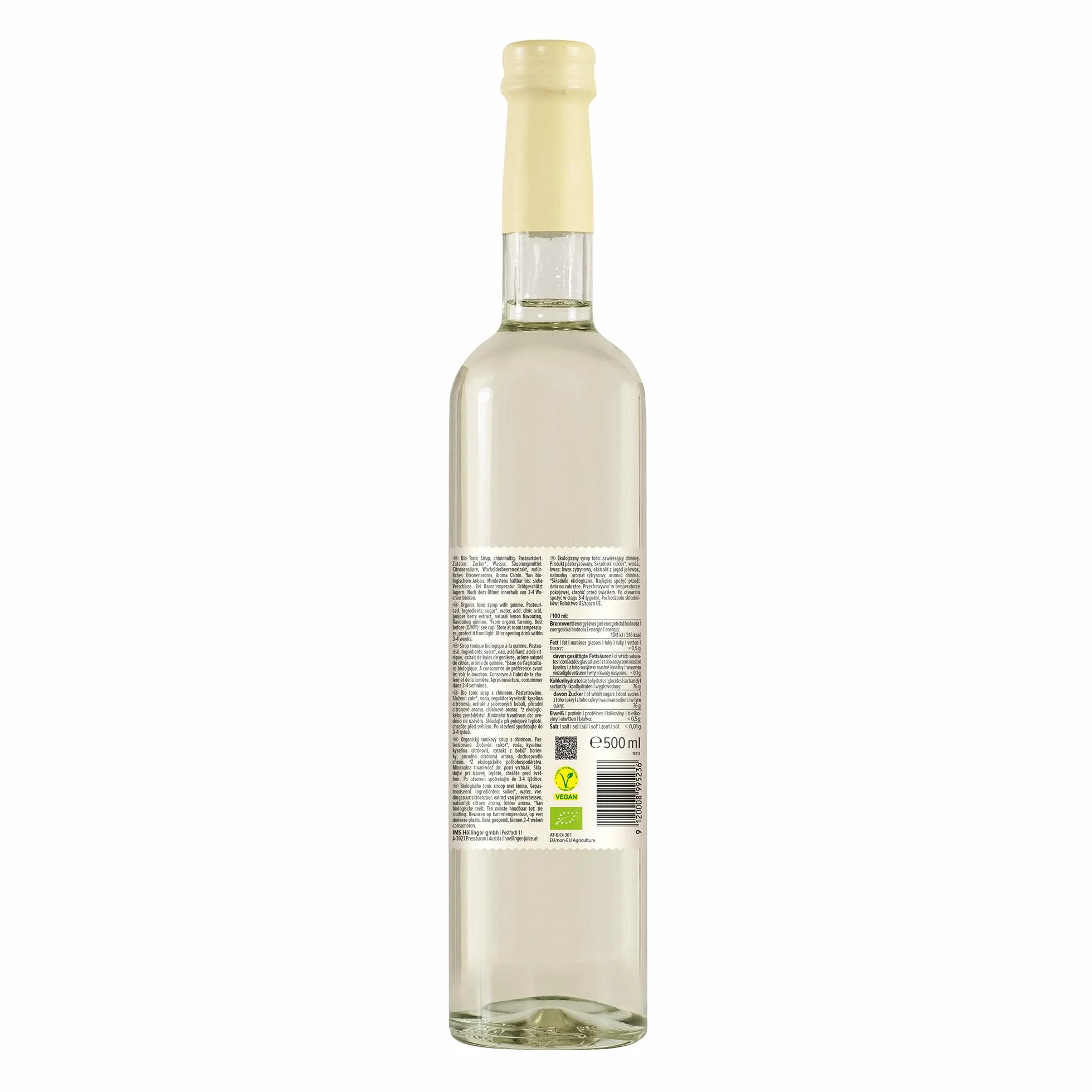 Höllinger Bio Cocktailsirup Virgin Tonic - Vegan, 3x500ml Glas Flasche - alkoholfreier Cocktail