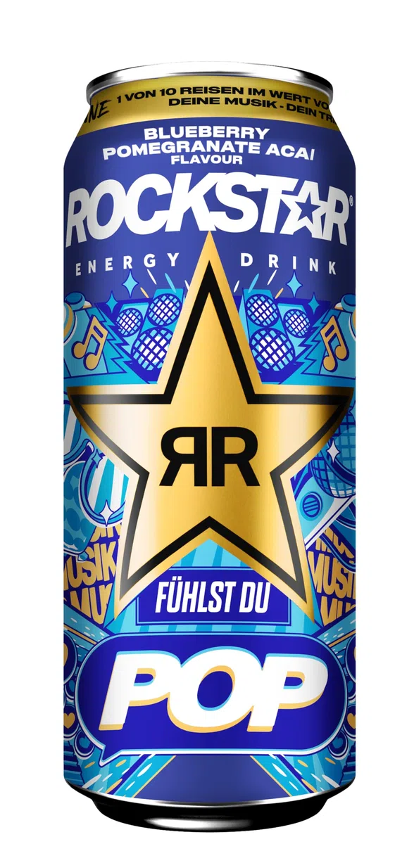 Rockstar Energy Drink Blueberry Geschmack - Koffeinhaltiges Erfrischungsgetränk für den Energie Kick, EINWEG (12 x 500ml) (Verpackungsdesign kann abweichen)