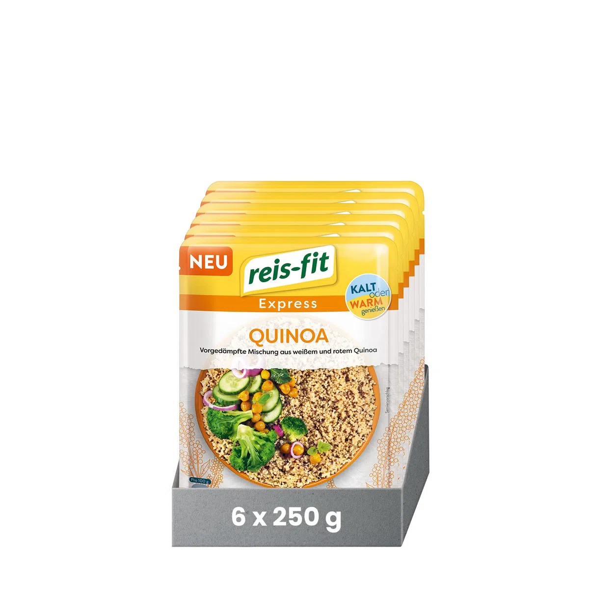 reis-fit Express Quinoa 6x250g, vegan & glutenfrei, leckerer Quinoa für Mikrowelle oder Pfanne