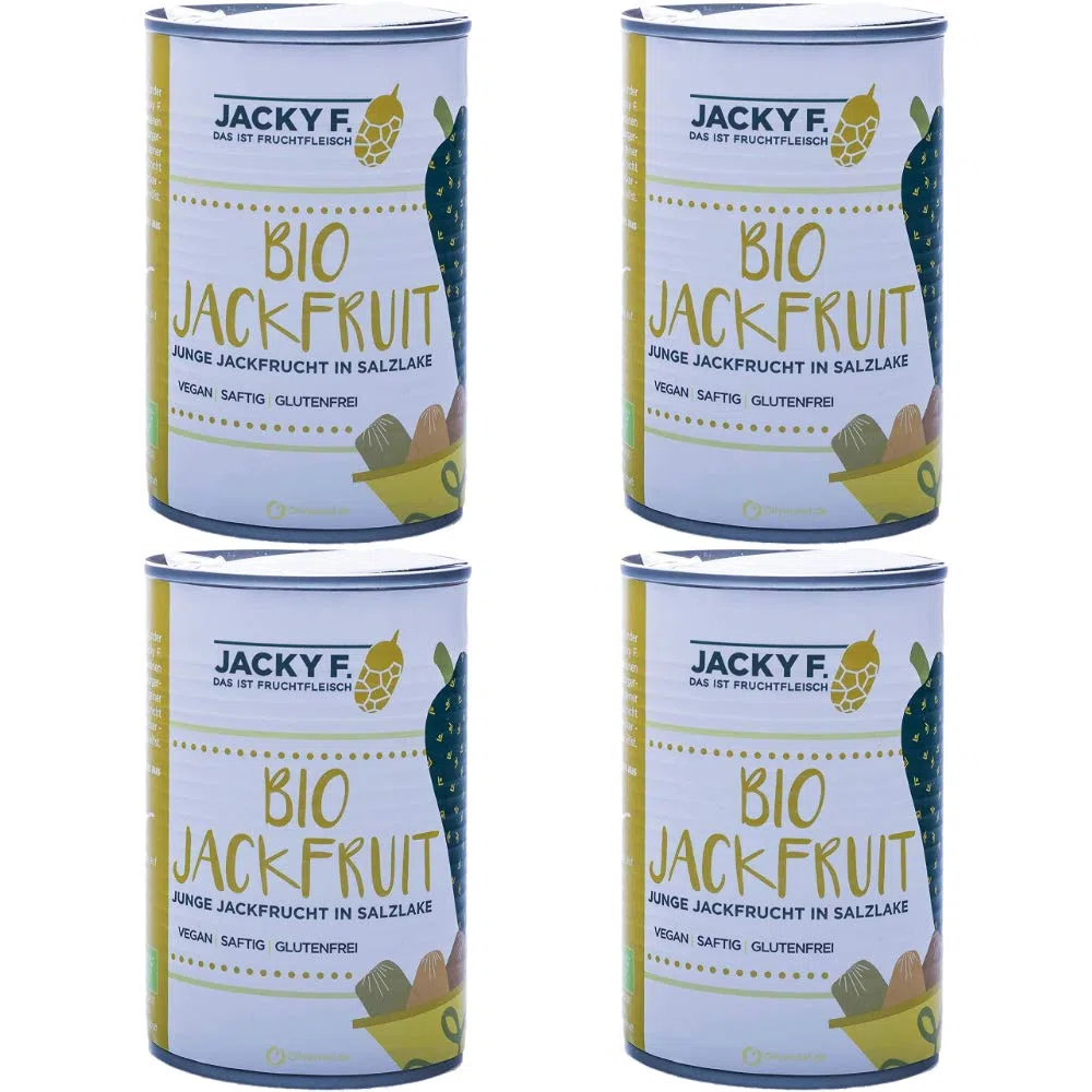 Jacky F. Bio Jackfruit, Junge Jackfrucht in Salzlake, 4er Pack (4 x 400 g Dose)