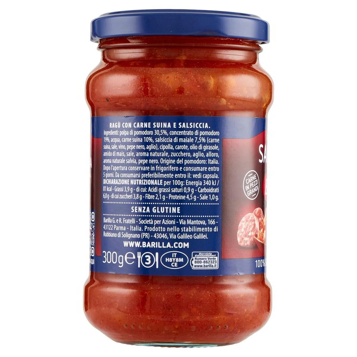 Sugo Ragù Salsiccia Condimento per Pasta, Fertig Soße mit 100% italienischer Wurst, 3x 300g + Italian Gourmet polpa 400g
