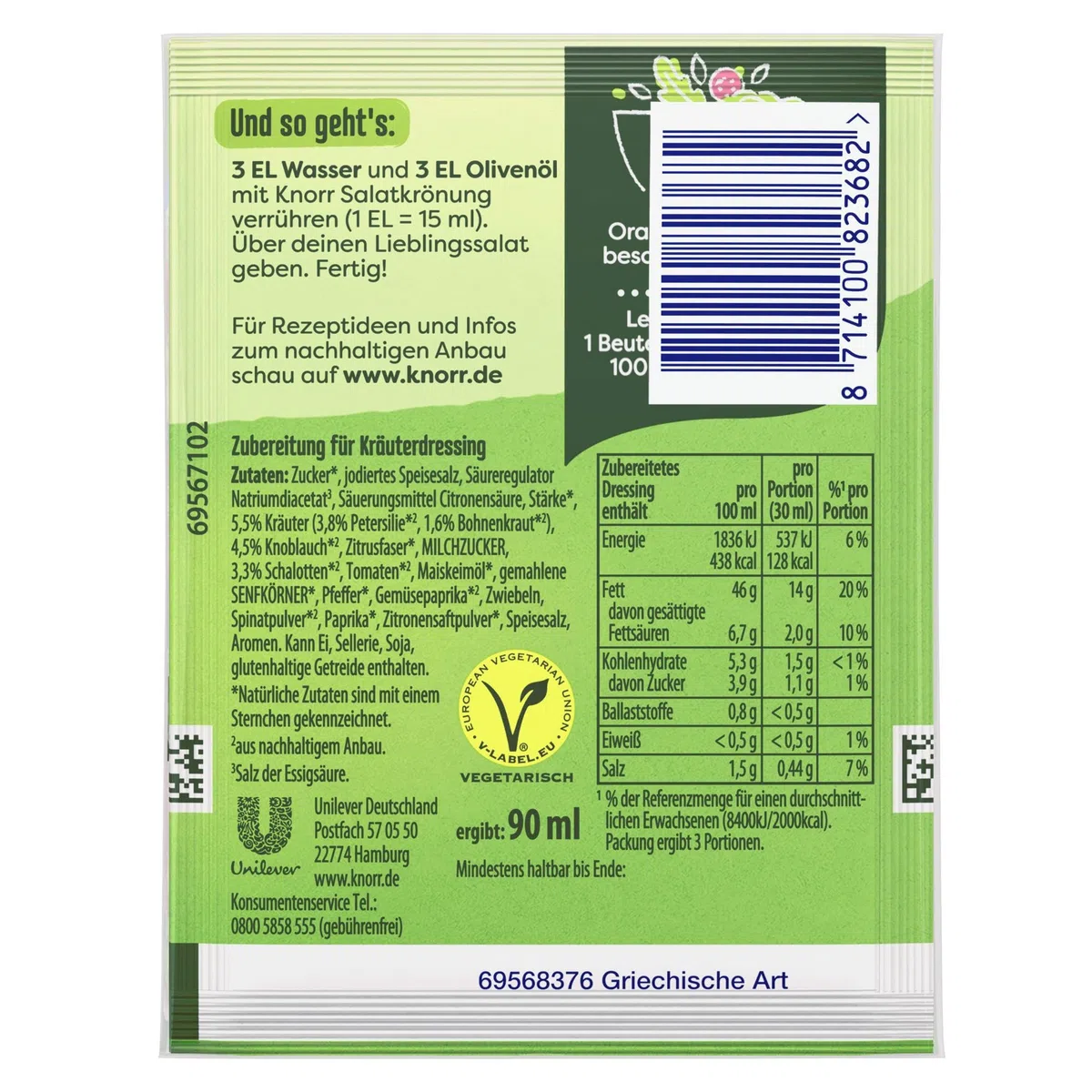 Knorr Salatkrönung Griechische Art für leckeres Salatdressing mit natürlichen Zutaten* 15x 52 ml