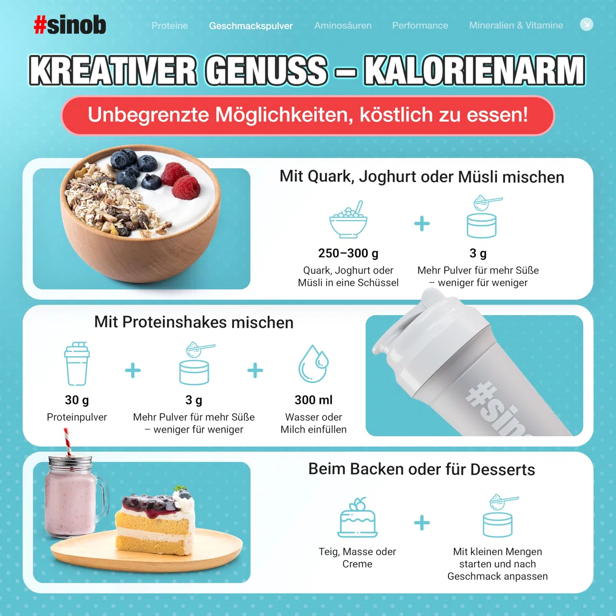Flasty Geschmackspulver Zimt Cereal & Chunks 250g | Nie wieder langweiliger Quark – über 25 Sorten bei nur 7–9 kcal pro Portion